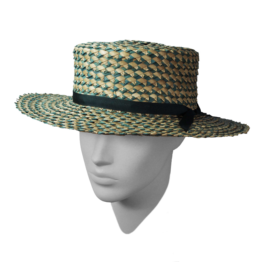 Turquoise twist boater hat